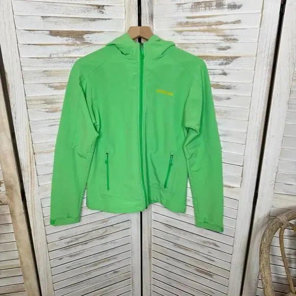 PATAGONIA Women's S Simple Guide Hoodie Lime Green Zip Front Outdoor Jacket - Picture 2 of 16